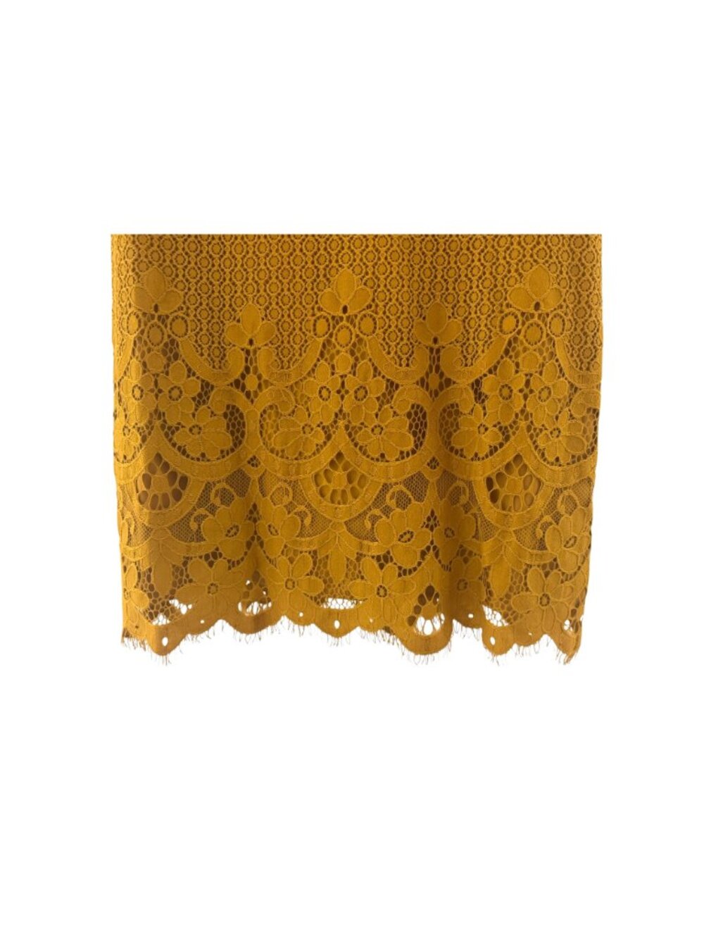 LOFT Gold Mustard Lace Short Sleeve Sheath Dress Size M Summer Wedding Party - Picture 3 of 8